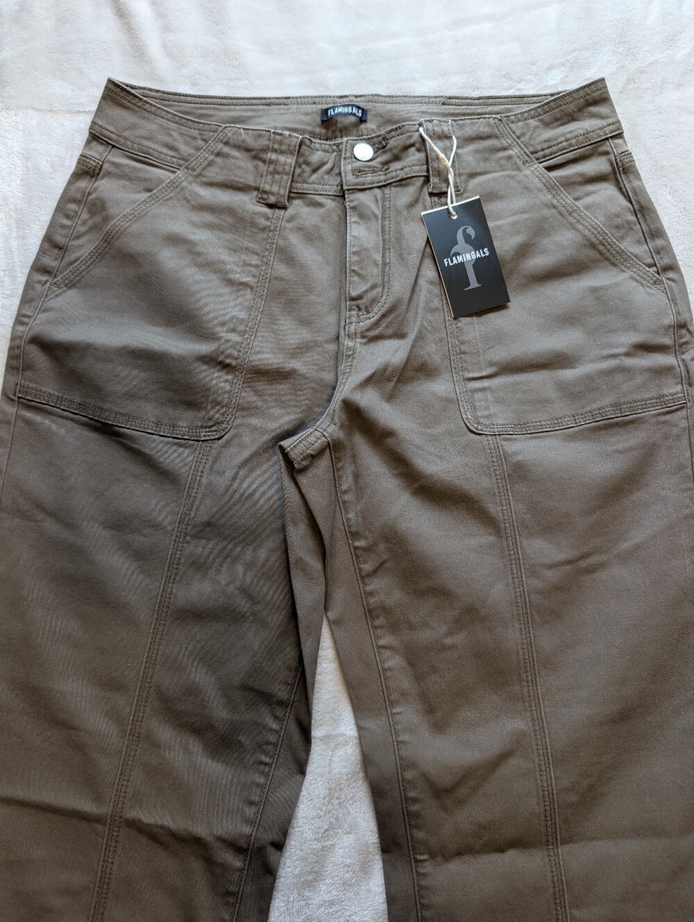 Flamingals Straight Leg Mid Rise Solid Seam Front Pants NWT Women's XL - Picture 2 of 5